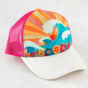NATURAL LIFE Pink and Orange Ocean Scene Trucker Hat
